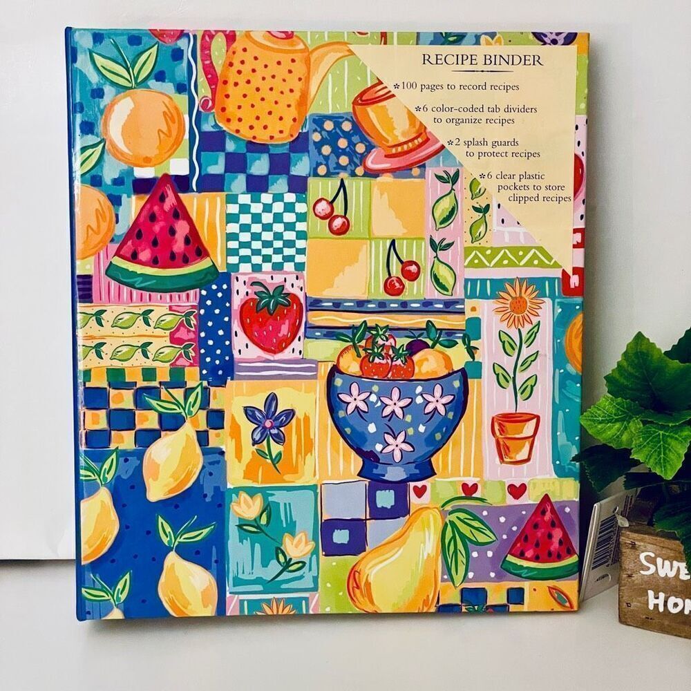 NWT Gorgeous New Seasons 100 Pages fruits, and Flowers, Hard Cover Recipe Binder